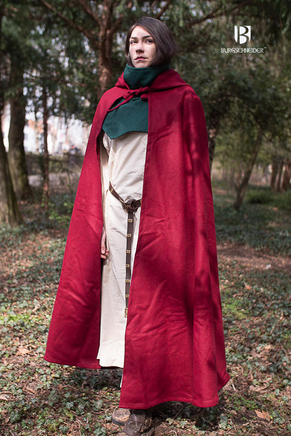 Wool Hooded Cloak Hibernus Red-GoblinSmith