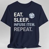Artificer T-Shirt – 'Eat, Sleep, Infuse Item, Repeat'-GoblinSmith