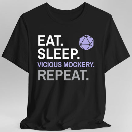 Bard T-Shirt – 'Eat, Sleep, Vicious Mockery, Repeat'-GoblinSmith