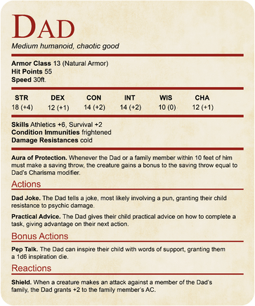 D&D Dad Shirt With Stat Block-GoblinSmith