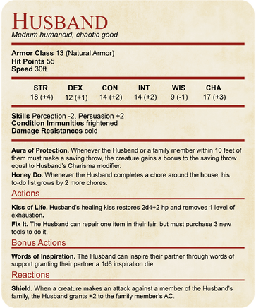 D&D Husband Stat Block T-Shirt-GoblinSmith