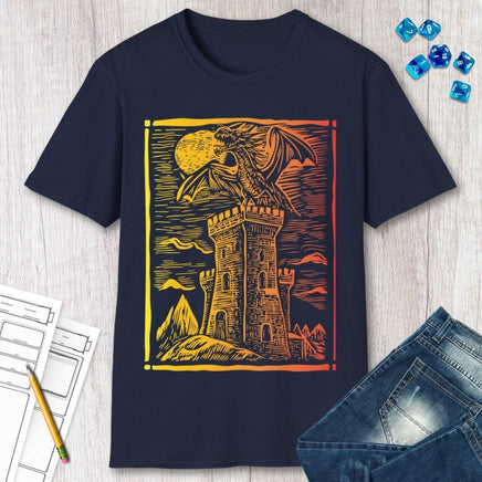 Dragon Vintage Medieval Art Gradient T-Shirt-GoblinSmith
