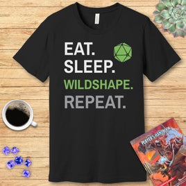 Druid Class T-Shirt – 'Eat, Sleep, Wildshape, Repeat'-GoblinSmith