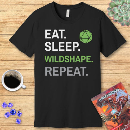 Druid Class T-Shirt – 'Eat, Sleep, Wildshape, Repeat'-GoblinSmith