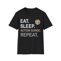 Fighter Class T-Shirt – 'Eat, Sleep, Action Surge, Repeat'-GoblinSmith