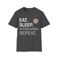 Fighter Class T-Shirt – 'Eat, Sleep, Action Surge, Repeat'-GoblinSmith