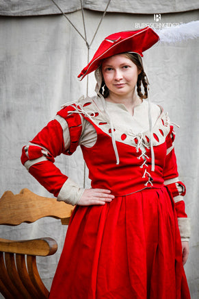 Landsknecht Sleeves Stripes Flora Red/Natural-GoblinSmith