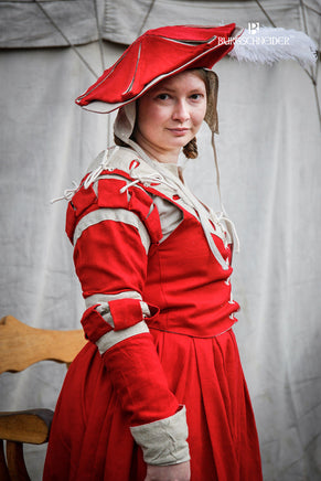 Landsknecht Sleeves Stripes Flora Red/Natural-GoblinSmith