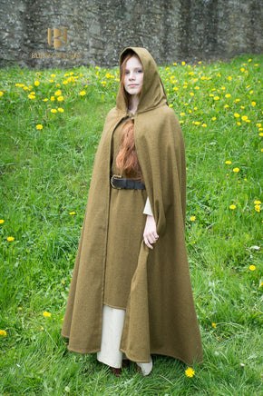Wool Hooded Cloak Hibernus Autumn Green-GoblinSmith