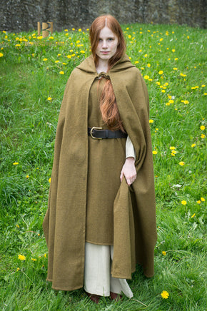 Wool Hooded Cloak Hibernus Autumn Green-GoblinSmith
