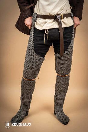 Chainmail Chausses Flatring Wedge Riveted 9mm Steel Oiled-GoblinSmith