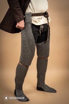 Chainmail Chausses Flatring Wedge Riveted 9mm Steel Oiled-GoblinSmith