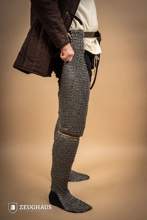 Chainmail Chausses Flatring Wedge Riveted 9mm Steel Oiled-GoblinSmith