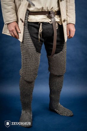 Chainmail Chausses Flatring Riveted 9mm Steel Oiled-GoblinSmith