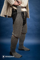 Chainmail Chausses Flatring Riveted 9mm Steel Oiled-GoblinSmith