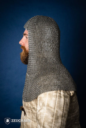 Chainmail Hood Flatring Riveted 6mm Steel Oiled-GoblinSmith