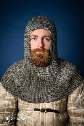 Chainmail Hood Flatring Riveted 6mm Steel Oiled-GoblinSmith