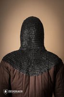 Chainmail Hood Flatring Riveted 9mm Burnished-GoblinSmith