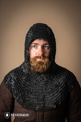Chainmail Hood Flatring Riveted 9mm Burnished-GoblinSmith