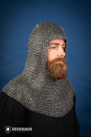 Chainmail Hood Flatring Riveted 9mm Steel Oiled-GoblinSmith