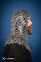 Chainmail Hood Flatring Riveted 9mm Steel Oiled-GoblinSmith
