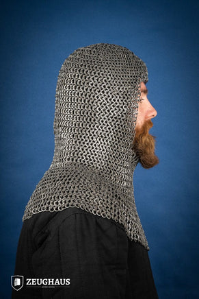 Chainmail Hood Flatring Riveted 9mm Steel Oiled-GoblinSmith
