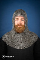 Chainmail Hood Flatring Riveted 9mm Steel Oiled-GoblinSmith
