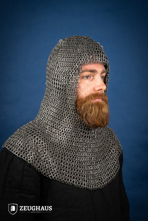 Chainmail Hood Flatring Wedge Riveted 9mm Steel Oiled-GoblinSmith