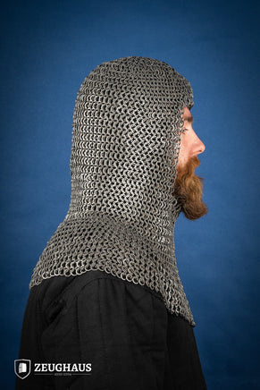 Chainmail Hood Flatring Wedge Riveted 9mm Steel Oiled-GoblinSmith