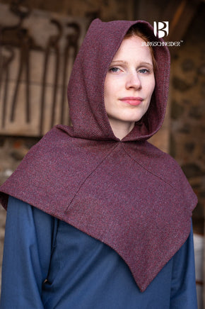 Skjoldehamn Cowl Knud Herringbone Burgundy/Grey-GoblinSmith