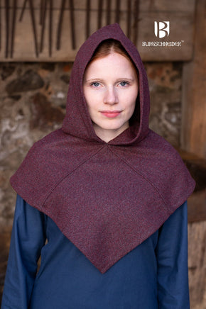 Skjoldehamn Cowl Knud Herringbone Burgundy/Grey-GoblinSmith