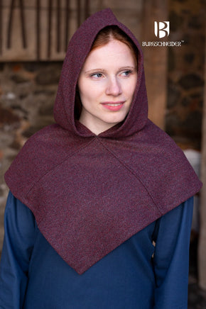 Skjoldehamn Cowl Knud Herringbone Burgundy/Grey-GoblinSmith