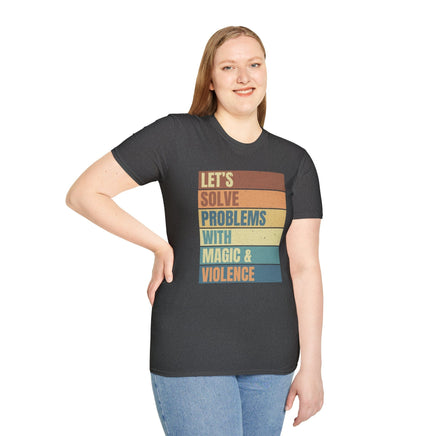 Let's Solve Problems With Magic & Violence Retro T-shirt-GoblinSmith
