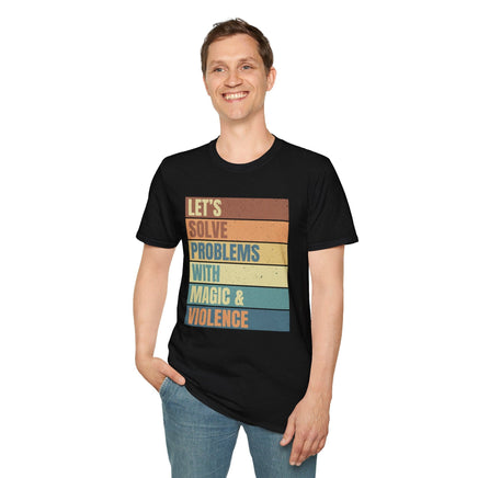 Let's Solve Problems With Magic & Violence Retro T-shirt-GoblinSmith
