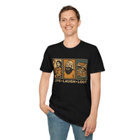 Live Laugh Loot T-shirt - Comic Panels-GoblinSmith