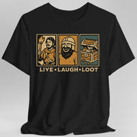 Live Laugh Loot T-shirt - Comic Panels-GoblinSmith