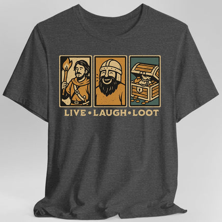 Live Laugh Loot T-shirt - Comic Panels-GoblinSmith