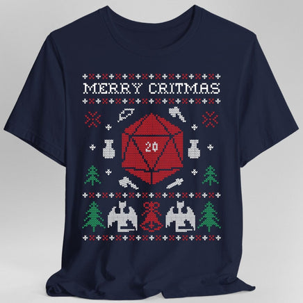 Merry Critmas Ugly Sweater T-shirt-GoblinSmith