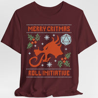 Merry Critmas Ugly Sweater T-shirt Roll Initiative-GoblinSmith