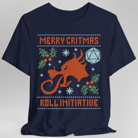 Merry Critmas Ugly Sweater T-shirt Roll Initiative-GoblinSmith