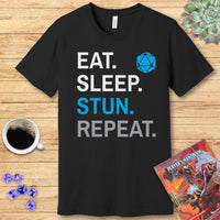 Monk Class T-Shirt – 'Eat, Sleep, Stun, Repeat'-GoblinSmith