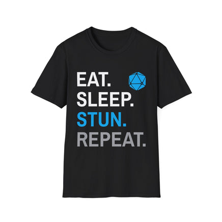 Monk Class T-Shirt – 'Eat, Sleep, Stun, Repeat'-GoblinSmith