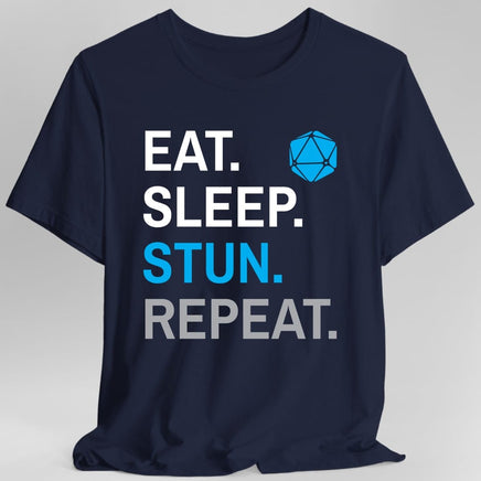 Monk Class T-Shirt – 'Eat, Sleep, Stun, Repeat'-GoblinSmith