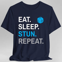 Monk Class T-Shirt – 'Eat, Sleep, Stun, Repeat'-GoblinSmith