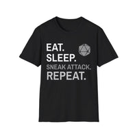 Rogue T-Shirt – 'Eat, Sleep, Sneak Attack, Repeat'-GoblinSmith