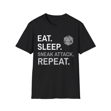 Rogue T-Shirt – 'Eat, Sleep, Sneak Attack, Repeat'-GoblinSmith