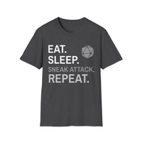 Rogue T-Shirt – 'Eat, Sleep, Sneak Attack, Repeat'-GoblinSmith