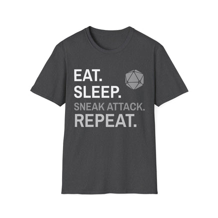 Rogue T-Shirt – 'Eat, Sleep, Sneak Attack, Repeat'-GoblinSmith