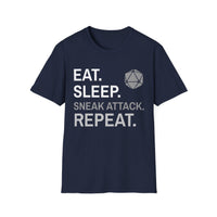 Rogue T-Shirt – 'Eat, Sleep, Sneak Attack, Repeat'-GoblinSmith