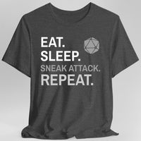 Rogue T-Shirt – 'Eat, Sleep, Sneak Attack, Repeat'-GoblinSmith